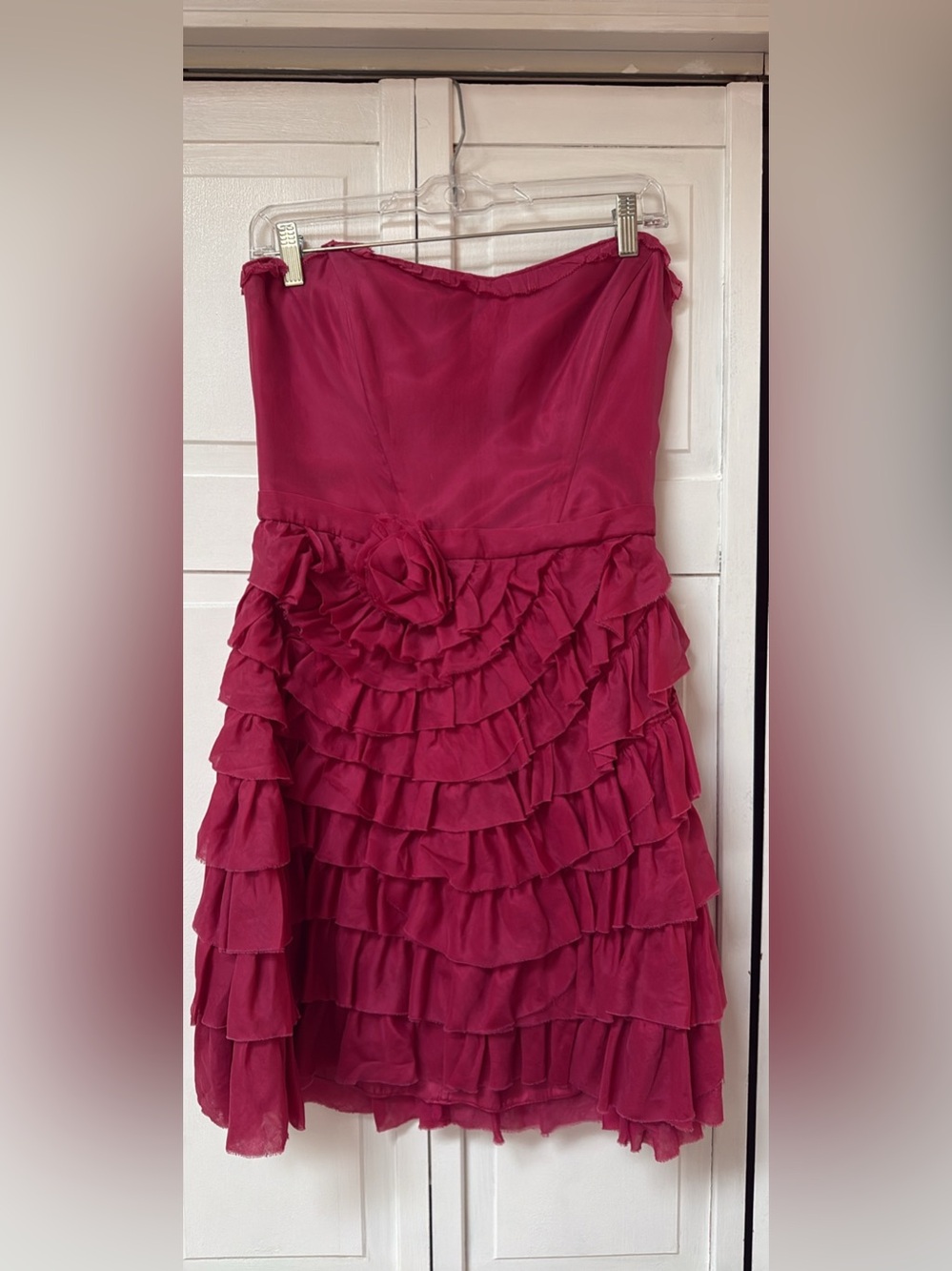 Betsey Johnson Silk Ruffle Strapless Mini Dress